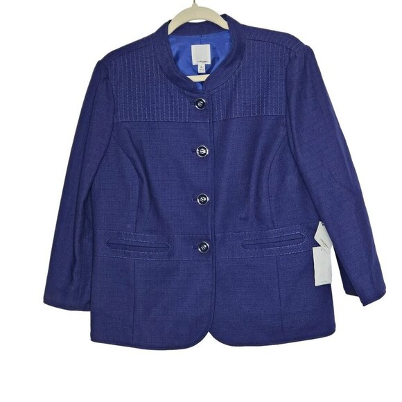 Halogen NWT Blazer Jacket Blue Button Up Closure‎ Cotton Workwear Office size XL - Picture 1 of 12